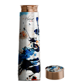 Pure Copper Elegant 1000 ml Premium Coated Water Bottles (White Abstract, 1000 Ml)